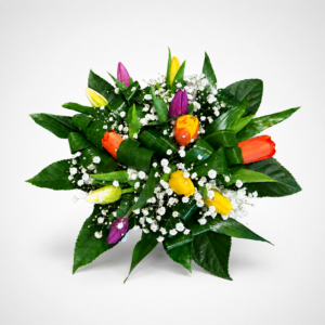 Jarní radost - barevná kytice z tulipánů